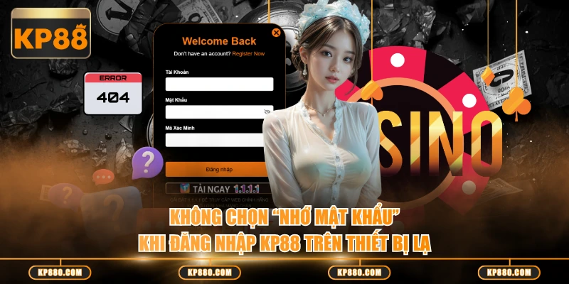 Không chọn “Nhớ mật khẩu” khi đăng nhập KP88 trên thiết bị lạ